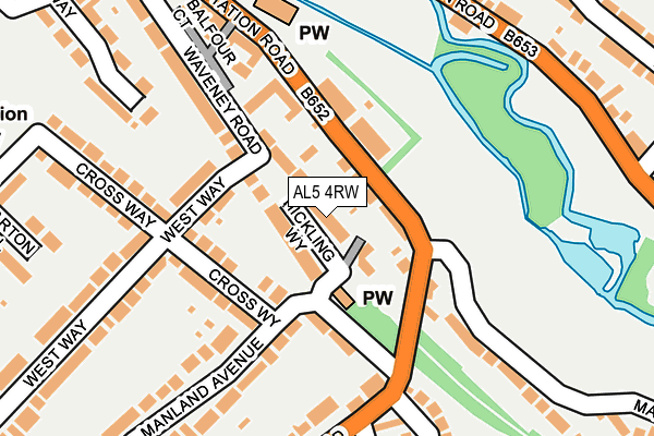AL5 4RW map - OS OpenMap – Local (Ordnance Survey) AL5 4RW map - OS OpenMap – Local (Ordnance Survey)