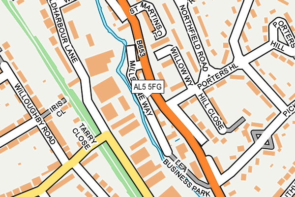 AL5 5FG map - OS OpenMap – Local (Ordnance Survey) AL5 5FG map - OS OpenMap – Local (Ordnance Survey)