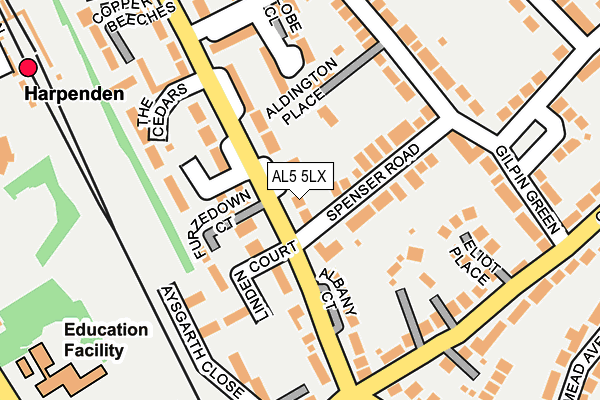 AL5 5LX map - OS OpenMap – Local (Ordnance Survey) AL5 5LX map - OS OpenMap – Local (Ordnance Survey)