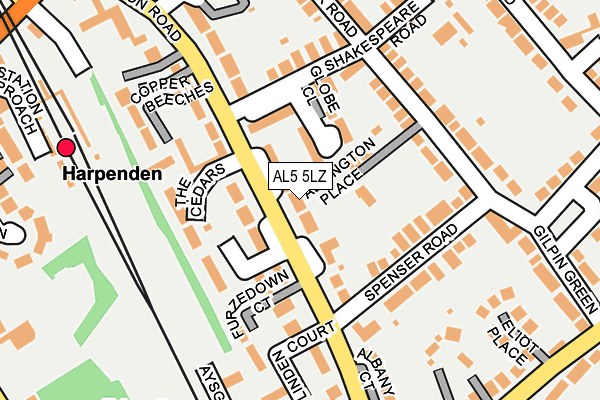 AL5 5LZ map - OS OpenMap – Local (Ordnance Survey) AL5 5LZ map - OS OpenMap – Local (Ordnance Survey)