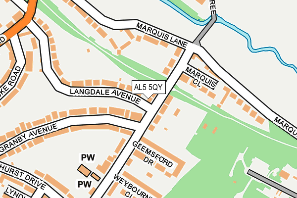 AL5 5QY map - OS OpenMap – Local (Ordnance Survey) AL5 5QY map - OS OpenMap – Local (Ordnance Survey)