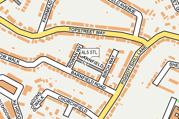AL5 5TL map - OS OpenMap – Local (Ordnance Survey) AL5 5TL map - OS OpenMap – Local (Ordnance Survey)
