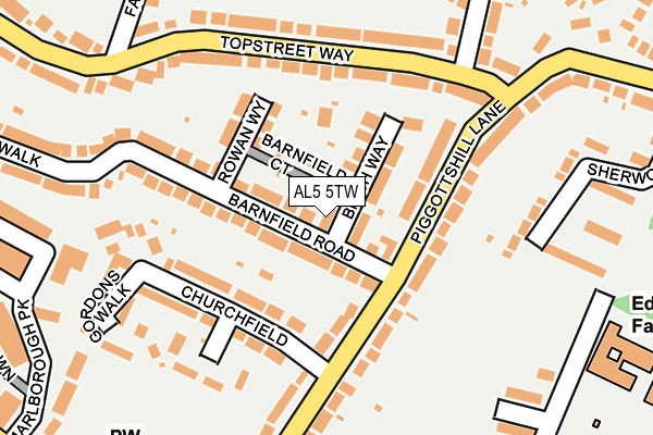 AL5 5TW map - OS OpenMap – Local (Ordnance Survey) AL5 5TW map - OS OpenMap – Local (Ordnance Survey)