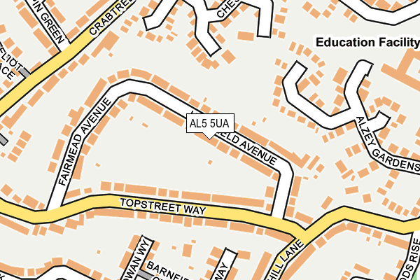 AL5 5UA map - OS OpenMap – Local (Ordnance Survey) AL5 5UA map - OS OpenMap – Local (Ordnance Survey)