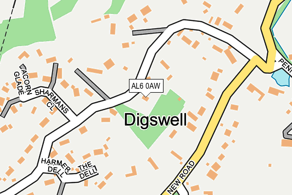 AL6 0AW map - OS OpenMap – Local (Ordnance Survey)