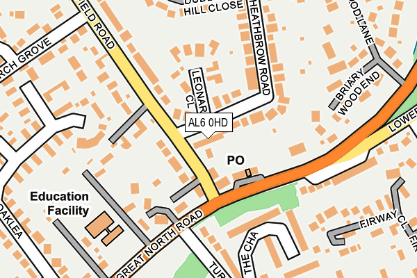 AL6 0HD map - OS OpenMap – Local (Ordnance Survey) AL6 0HD map - OS OpenMap – Local (Ordnance Survey)