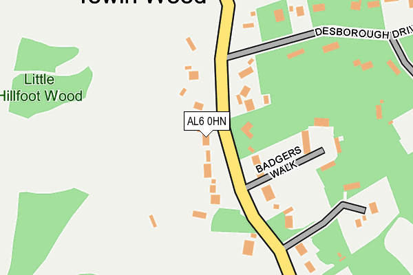 AL6 0HN map - OS OpenMap – Local (Ordnance Survey)