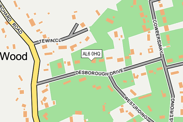 AL6 0HQ map - OS OpenMap – Local (Ordnance Survey)