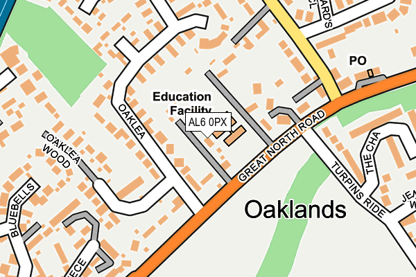 AL6 0PX map - OS OpenMap – Local (Ordnance Survey) AL6 0PX map - OS OpenMap – Local (Ordnance Survey)