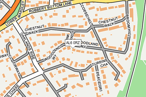 AL6 0RZ map - OS OpenMap – Local (Ordnance Survey) AL6 0RZ map - OS OpenMap – Local (Ordnance Survey)