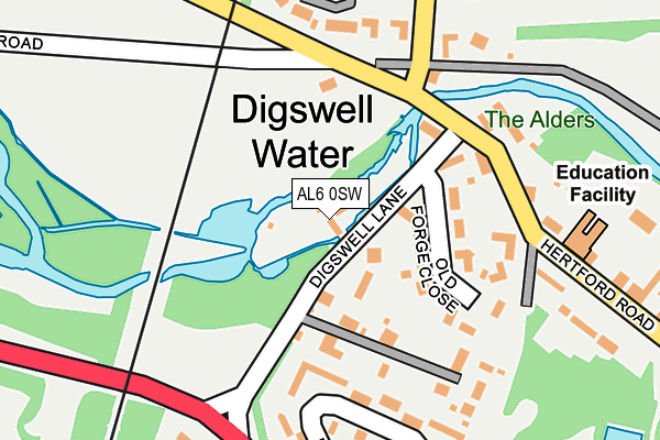 AL6 0SW map - OS OpenMap – Local (Ordnance Survey) AL6 0SW map - OS OpenMap – Local (Ordnance Survey)