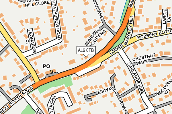 AL6 0TB map - OS OpenMap – Local (Ordnance Survey) AL6 0TB map - OS OpenMap – Local (Ordnance Survey)