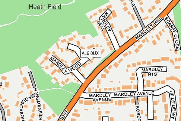 AL6 0UX map - OS OpenMap – Local (Ordnance Survey) AL6 0UX map - OS OpenMap – Local (Ordnance Survey)
