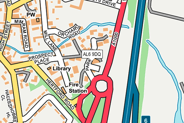 AL6 9DQ map - OS OpenMap – Local (Ordnance Survey) AL6 9DQ map - OS OpenMap – Local (Ordnance Survey)