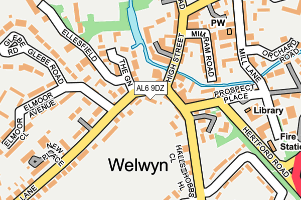 AL6 9DZ map - OS OpenMap – Local (Ordnance Survey) AL6 9DZ map - OS OpenMap – Local (Ordnance Survey)