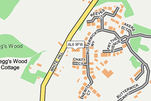 AL6 9FW map - OS OpenMap – Local (Ordnance Survey) AL6 9FW map - OS OpenMap – Local (Ordnance Survey)
