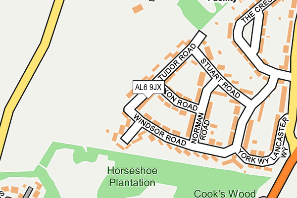 AL6 9JX map - OS OpenMap – Local (Ordnance Survey) AL6 9JX map - OS OpenMap – Local (Ordnance Survey)