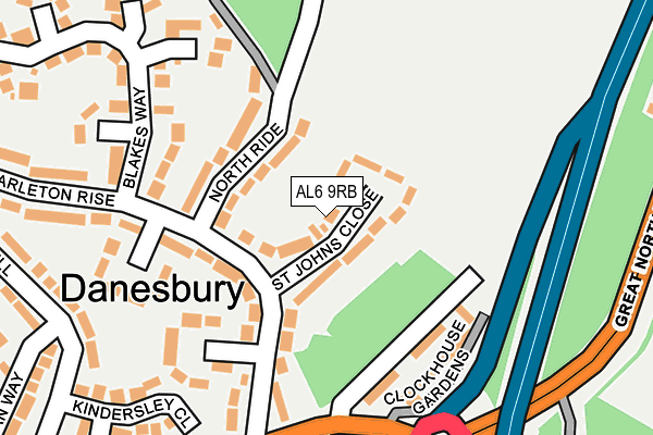 AL6 9RB map - OS OpenMap – Local (Ordnance Survey) AL6 9RB map - OS OpenMap – Local (Ordnance Survey)