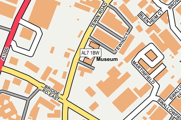 AL7 1BW map - OS OpenMap – Local (Ordnance Survey) AL7 1BW map - OS OpenMap – Local (Ordnance Survey)