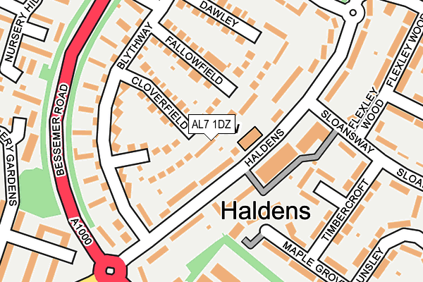 AL7 1DZ map - OS OpenMap – Local (Ordnance Survey) AL7 1DZ map - OS OpenMap – Local (Ordnance Survey)