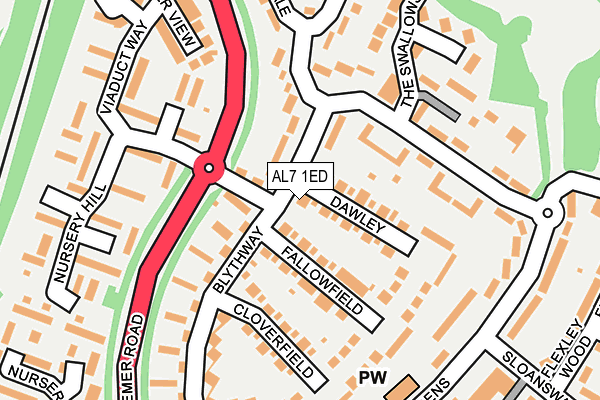 AL7 1ED map - OS OpenMap – Local (Ordnance Survey) AL7 1ED map - OS OpenMap – Local (Ordnance Survey)