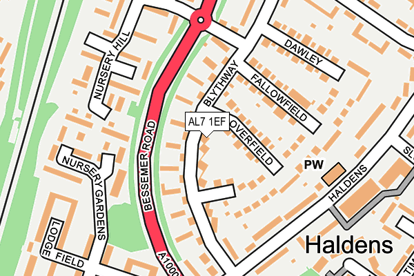 AL7 1EF map - OS OpenMap – Local (Ordnance Survey) AL7 1EF map - OS OpenMap – Local (Ordnance Survey)
