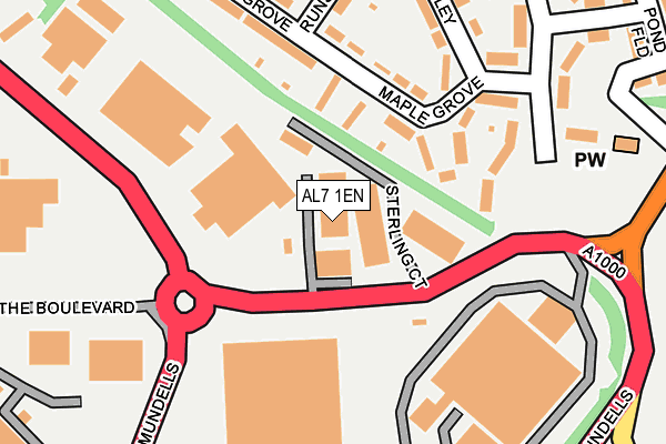 AL7 1EN map - OS OpenMap – Local (Ordnance Survey) AL7 1EN map - OS OpenMap – Local (Ordnance Survey)