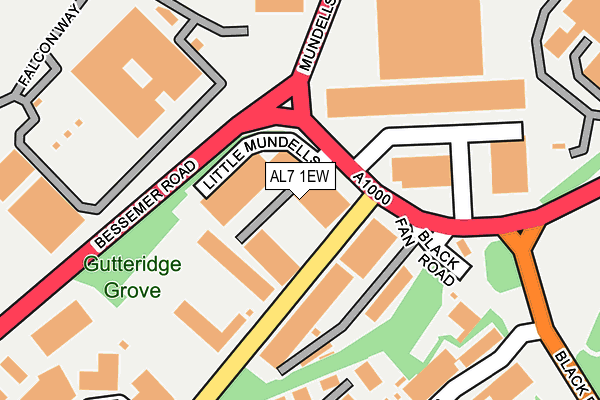 AL7 1EW map - OS OpenMap – Local (Ordnance Survey) AL7 1EW map - OS OpenMap – Local (Ordnance Survey)