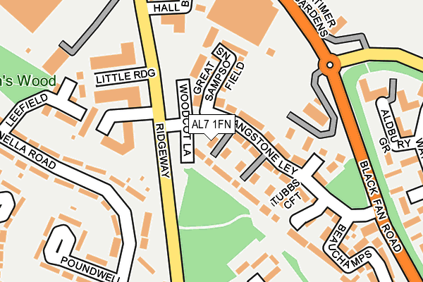 AL7 1FN map - OS OpenMap – Local (Ordnance Survey) AL7 1FN map - OS OpenMap – Local (Ordnance Survey)