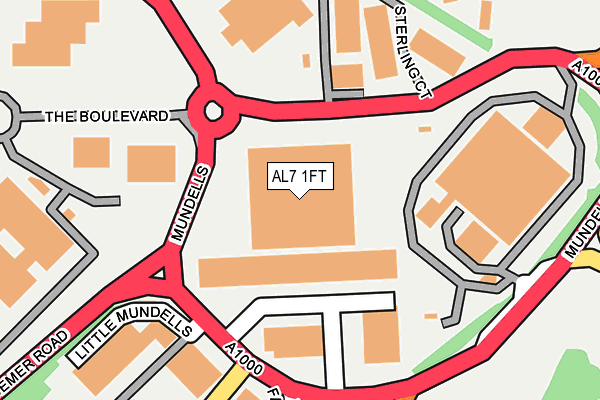 AL7 1FT map - OS OpenMap – Local (Ordnance Survey) AL7 1FT map - OS OpenMap – Local (Ordnance Survey)