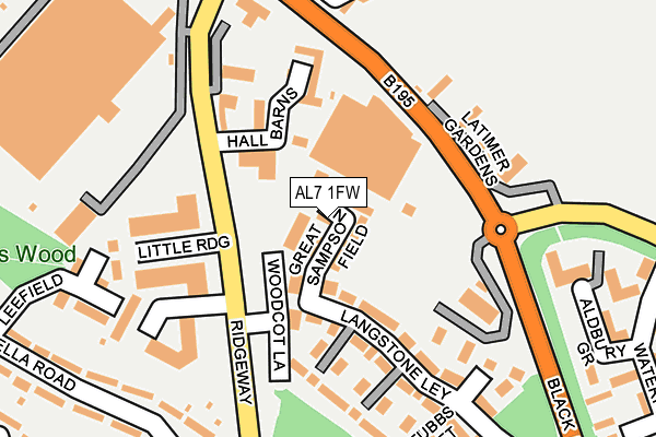 AL7 1FW map - OS OpenMap – Local (Ordnance Survey) AL7 1FW map - OS OpenMap – Local (Ordnance Survey)
