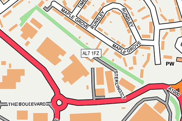AL7 1FZ map - OS OpenMap – Local (Ordnance Survey) AL7 1FZ map - OS OpenMap – Local (Ordnance Survey)