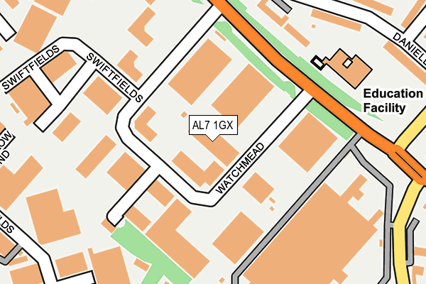 AL7 1GX map - OS OpenMap – Local (Ordnance Survey) AL7 1GX map - OS OpenMap – Local (Ordnance Survey)
