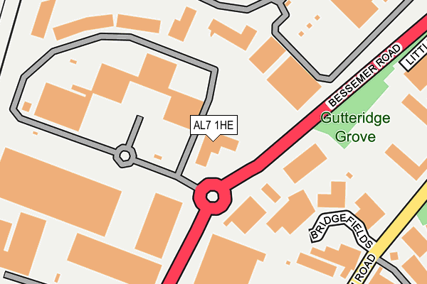 AL7 1HE map - OS OpenMap – Local (Ordnance Survey) AL7 1HE map - OS OpenMap – Local (Ordnance Survey)