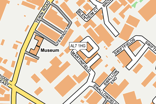 AL7 1HG map - OS OpenMap – Local (Ordnance Survey) AL7 1HG map - OS OpenMap – Local (Ordnance Survey)