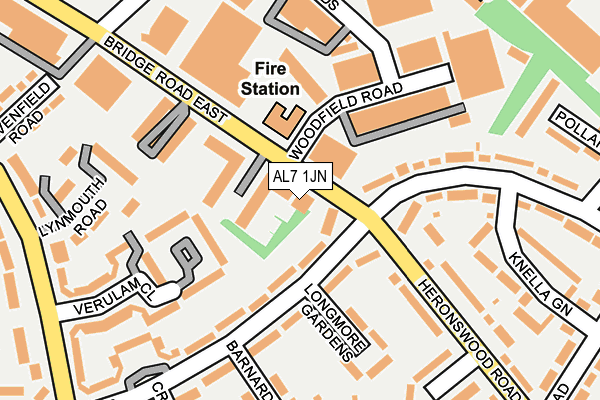 AL7 1JN map - OS OpenMap – Local (Ordnance Survey) AL7 1JN map - OS OpenMap – Local (Ordnance Survey)