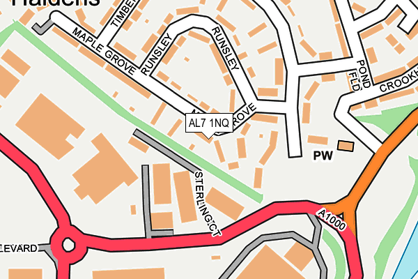 AL7 1NQ map - OS OpenMap – Local (Ordnance Survey) AL7 1NQ map - OS OpenMap – Local (Ordnance Survey)