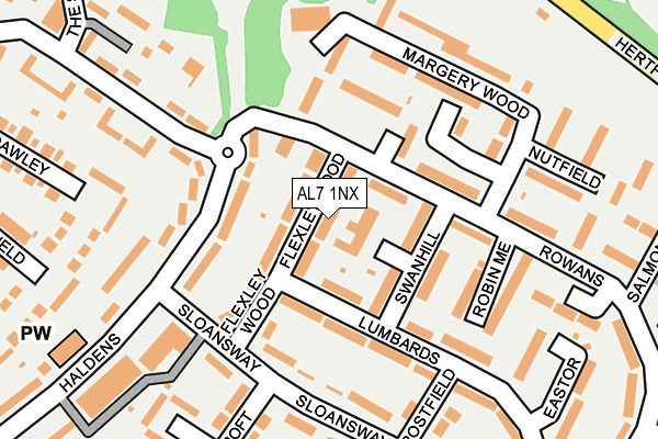 AL7 1NX map - OS OpenMap – Local (Ordnance Survey) AL7 1NX map - OS OpenMap – Local (Ordnance Survey)