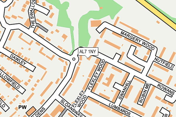 AL7 1NY map - OS OpenMap – Local (Ordnance Survey) AL7 1NY map - OS OpenMap – Local (Ordnance Survey)