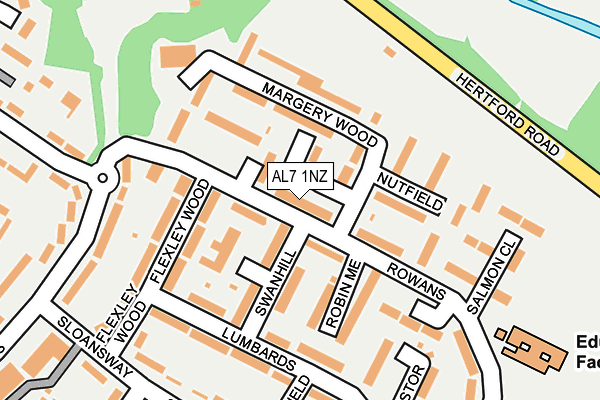 AL7 1NZ map - OS OpenMap – Local (Ordnance Survey) AL7 1NZ map - OS OpenMap – Local (Ordnance Survey)