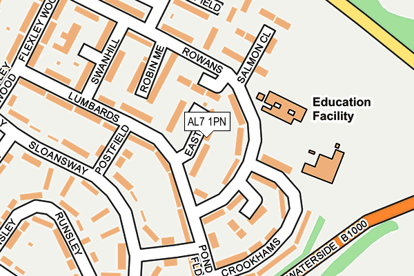 AL7 1PN map - OS OpenMap – Local (Ordnance Survey) AL7 1PN map - OS OpenMap – Local (Ordnance Survey)
