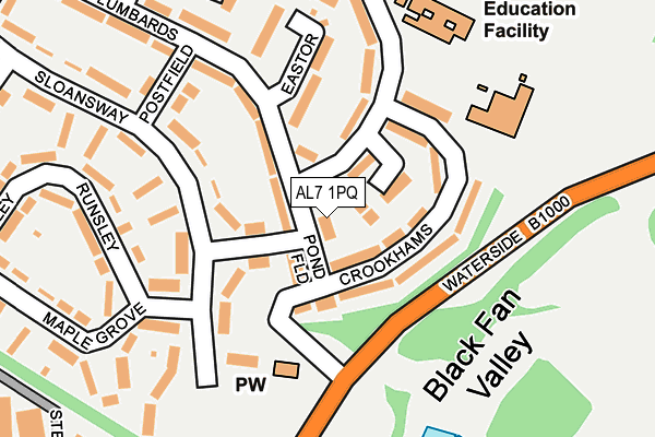 AL7 1PQ map - OS OpenMap – Local (Ordnance Survey) AL7 1PQ map - OS OpenMap – Local (Ordnance Survey)