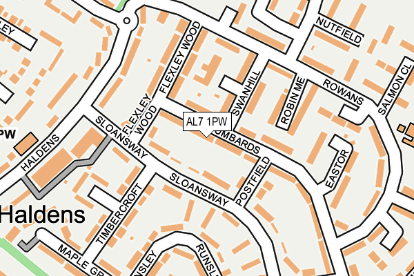 AL7 1PW map - OS OpenMap – Local (Ordnance Survey) AL7 1PW map - OS OpenMap – Local (Ordnance Survey)