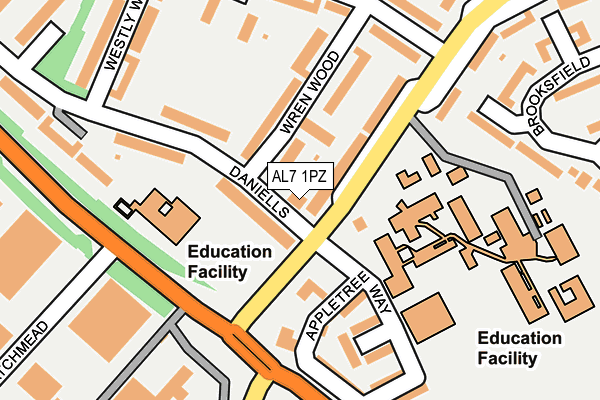 AL7 1PZ map - OS OpenMap – Local (Ordnance Survey) AL7 1PZ map - OS OpenMap – Local (Ordnance Survey)