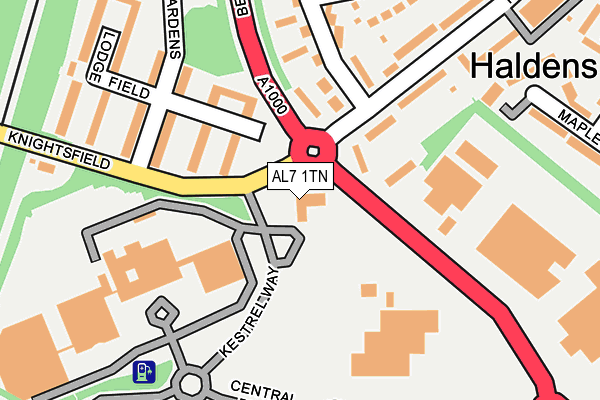 AL7 1TN map - OS OpenMap – Local (Ordnance Survey) AL7 1TN map - OS OpenMap – Local (Ordnance Survey)