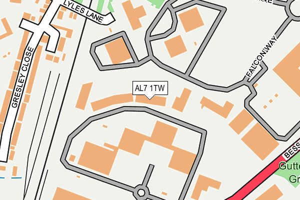 AL7 1TW map - OS OpenMap – Local (Ordnance Survey) AL7 1TW map - OS OpenMap – Local (Ordnance Survey)