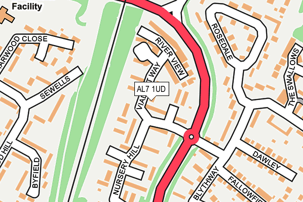 AL7 1UD map - OS OpenMap – Local (Ordnance Survey) AL7 1UD map - OS OpenMap – Local (Ordnance Survey)
