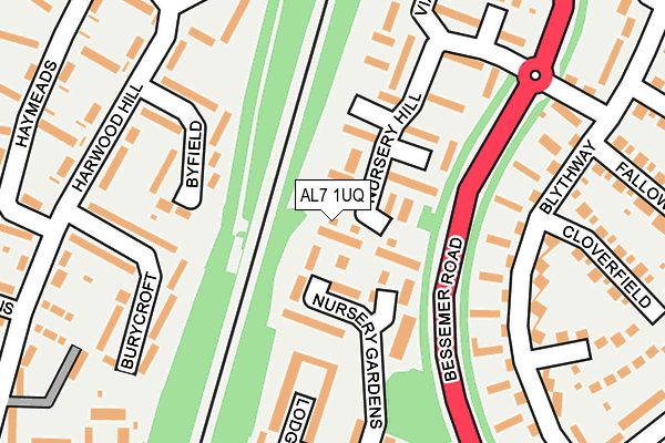 AL7 1UQ map - OS OpenMap – Local (Ordnance Survey)