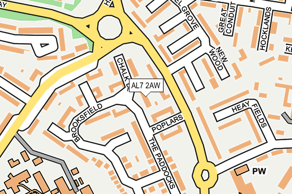 AL7 2AW map - OS OpenMap – Local (Ordnance Survey) AL7 2AW map - OS OpenMap – Local (Ordnance Survey)