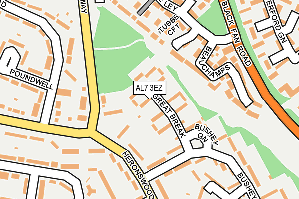 AL7 3EZ map - OS OpenMap – Local (Ordnance Survey) AL7 3EZ map - OS OpenMap – Local (Ordnance Survey)